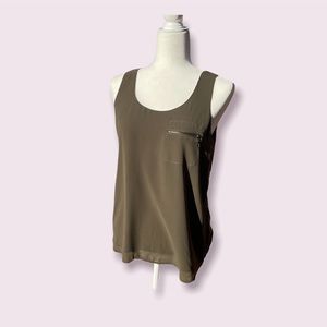 My Michelle NWT! Army Green Olive Zipper Sides & Pockets Sleeveless Scoo…